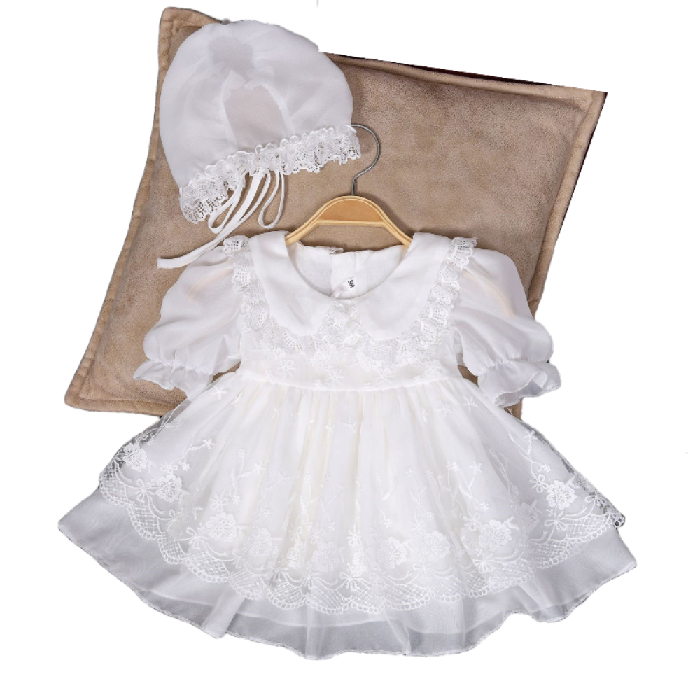 Lightweight Breathable Baby Lace Dress – Ivory Christening Gown MEEJOY