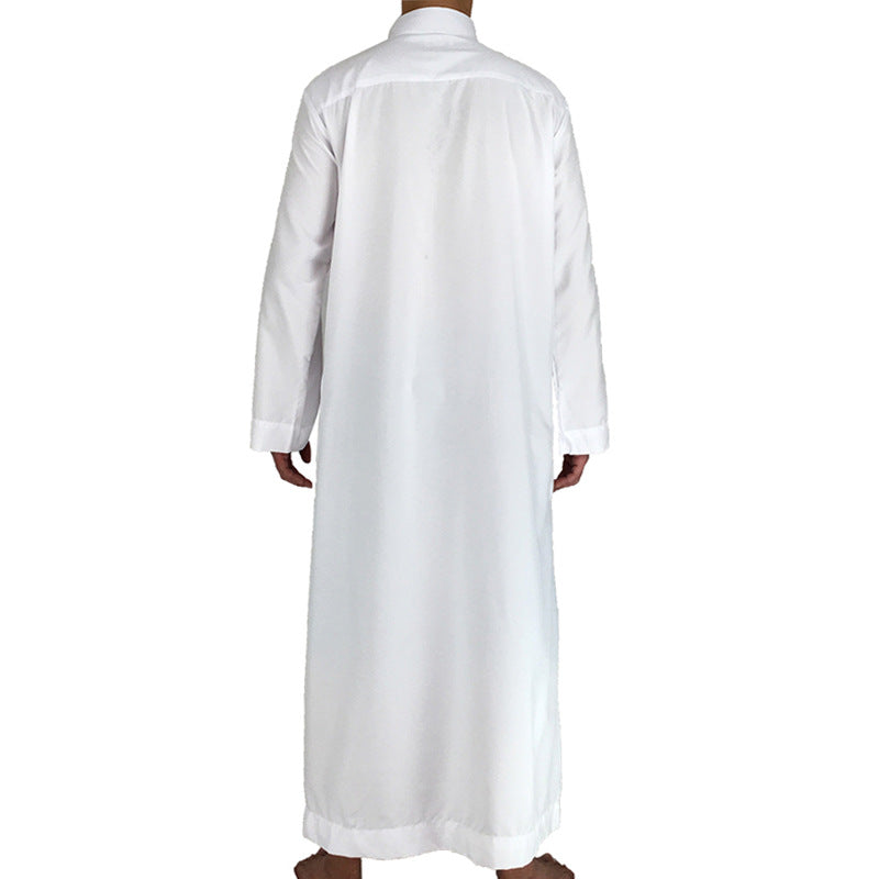 Mens Muslim Clothing Saudi Arab Long Sleeve Thobe Islamic Jubba Kaftan Long Robe Bisht