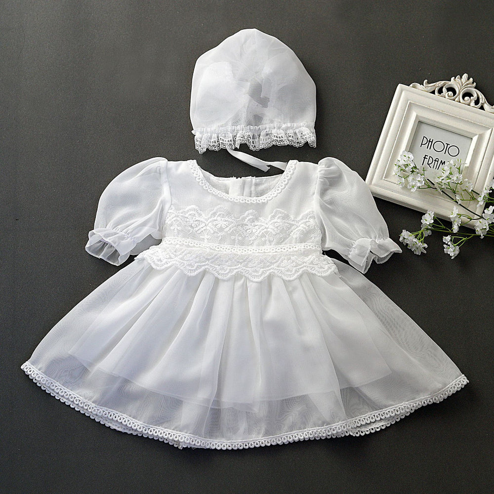 Lightweight Baby Girl Chiffon Lace Christening Dress – Infant Princess Outfit