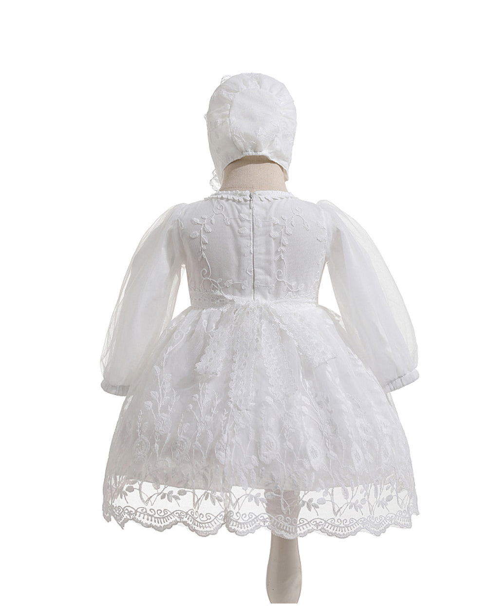 Long Sleeve Baby Girl Christening Dress – Spring Autumn Lace Princess Gown
