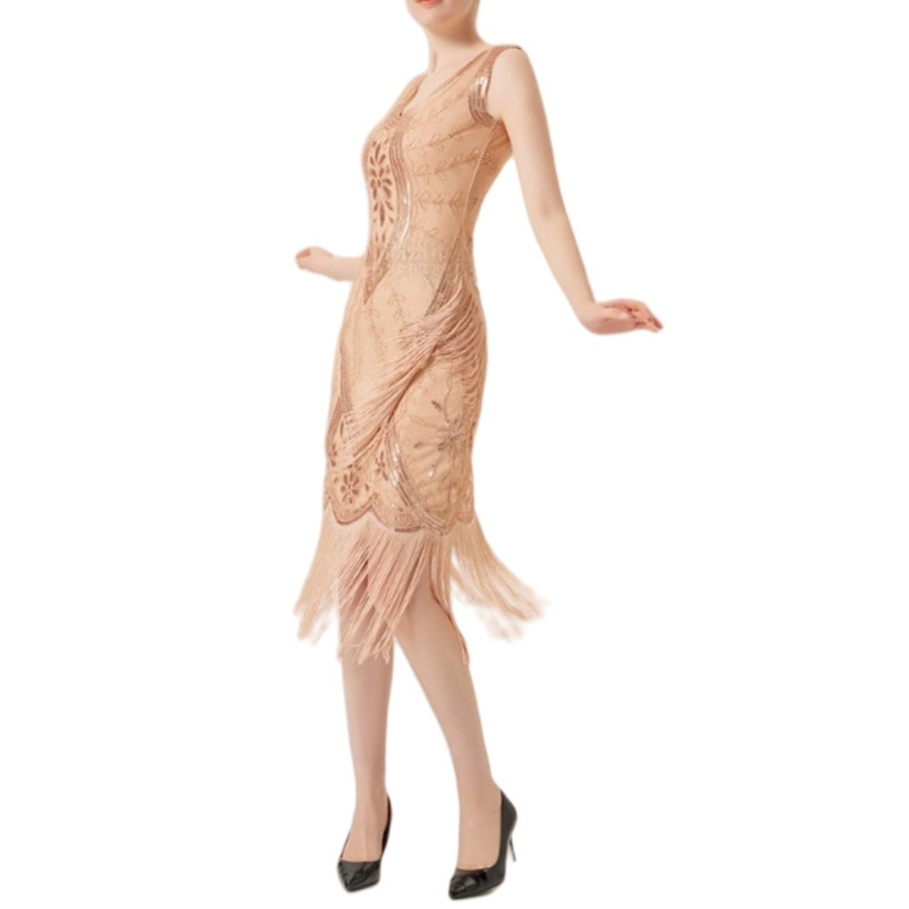 Champagne Gold 1920s Flapper Dress – Women's Gatsby Costume