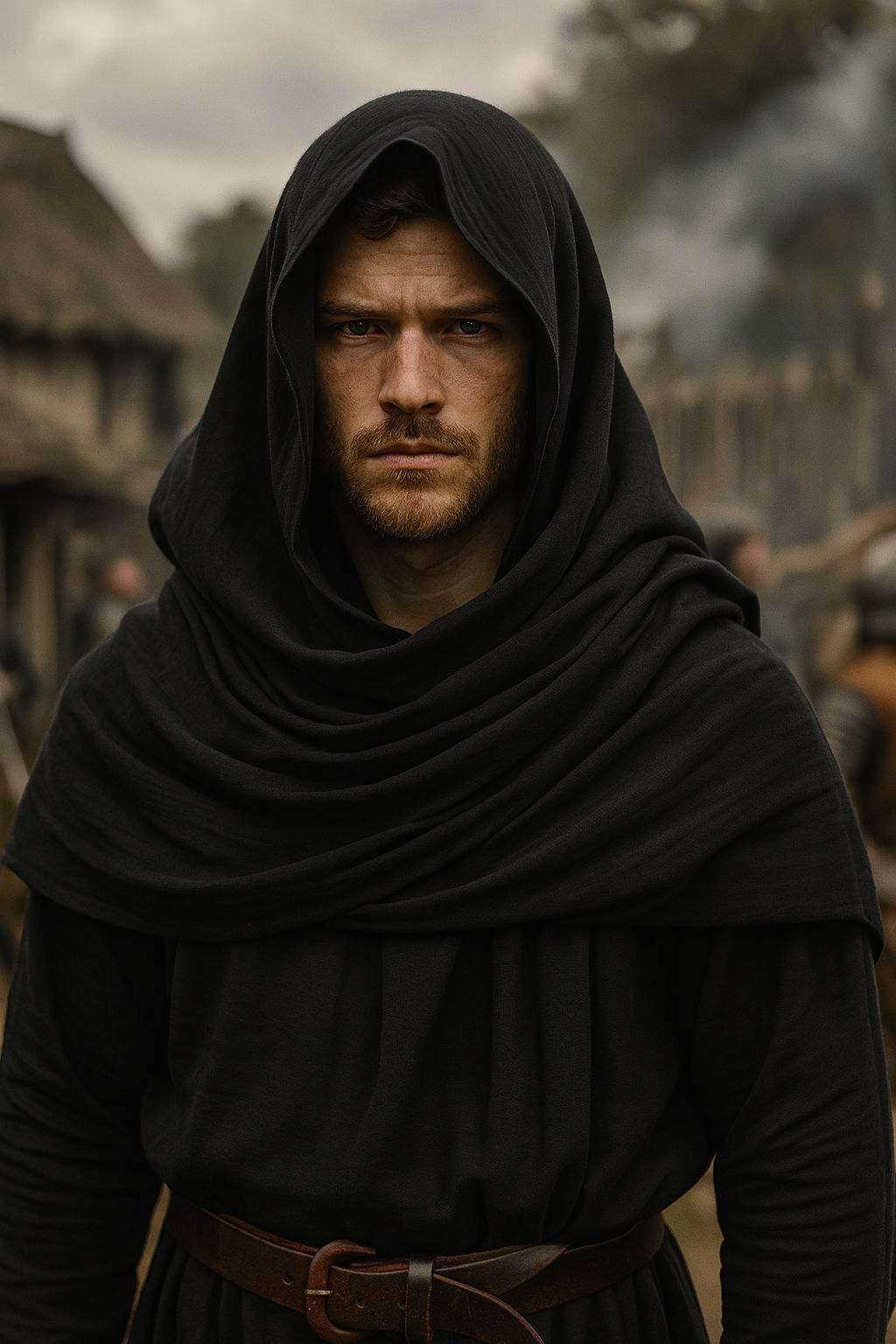 Medieval Cotton Linen Viking Hooded Scarf Shawl Renaissance Cosplay Costume Cape
