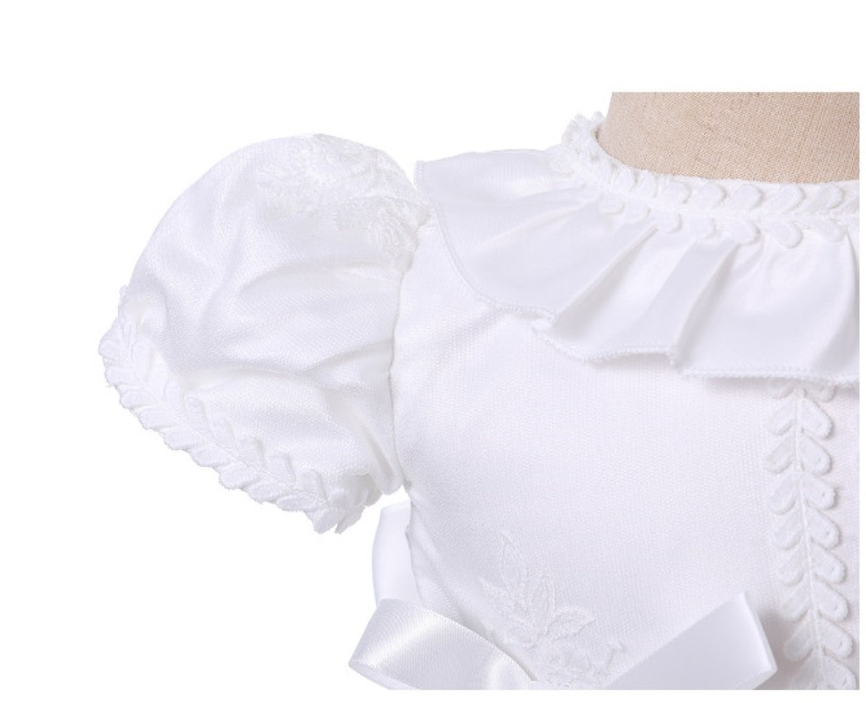 Baby Girl Long Lace Christening Gown with Bonnet – Infant Baptism Dress