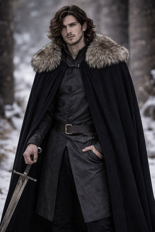 Mens' Retro Medieval Gothic Cape Renaissance Robe Viking Cloak Halloween Costume