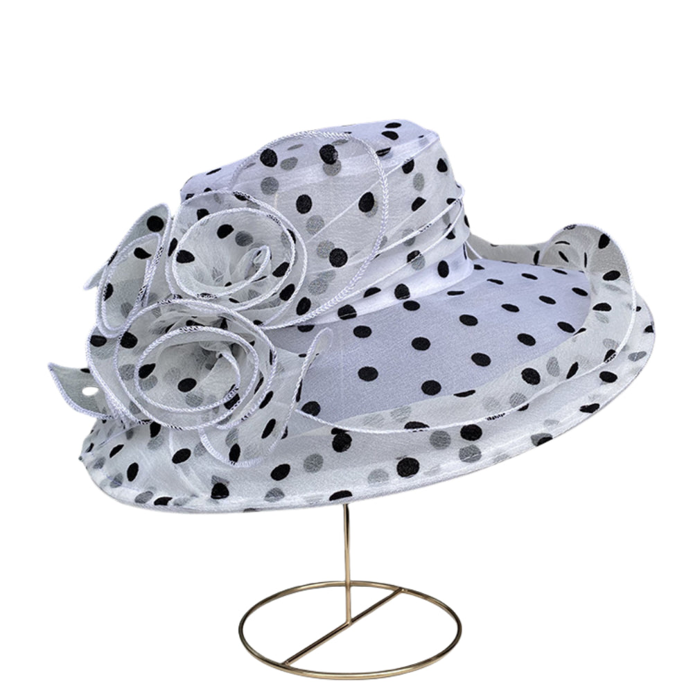 Elegant Women’s Wide Brim Sun Hat – Fold-able Floral & Polka Dot Summer Beach Hat for Outdoor Sun Protection and Garden Parties