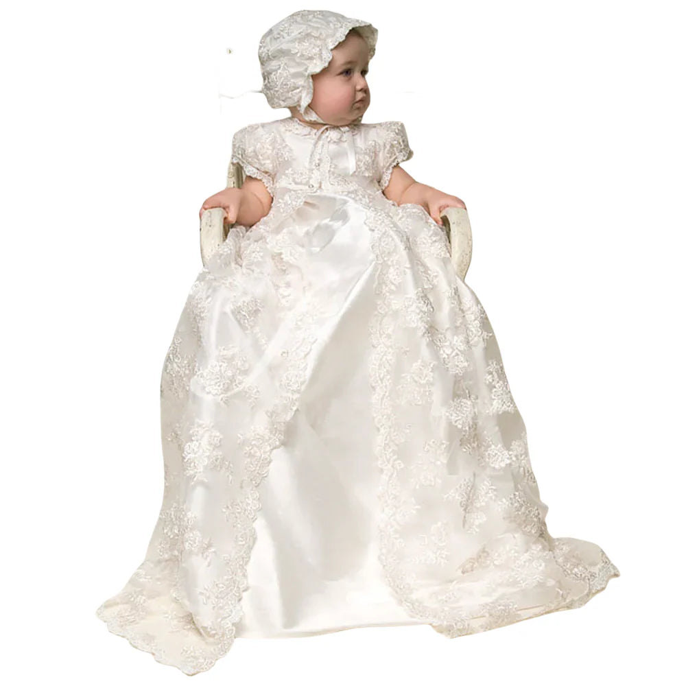 Luxurious Baby Girl Baptism Gown – 3-Piece Set MEEJOY
