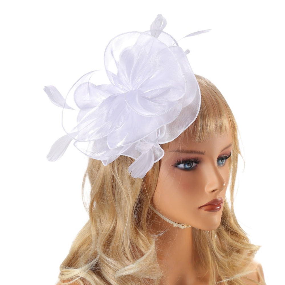 Elegant Women’s Faux Linen Feather Headpiece – Melbourne Cup Fascinator Hat for Weddings, Evening Parties, Races, and Formal Fashion Events