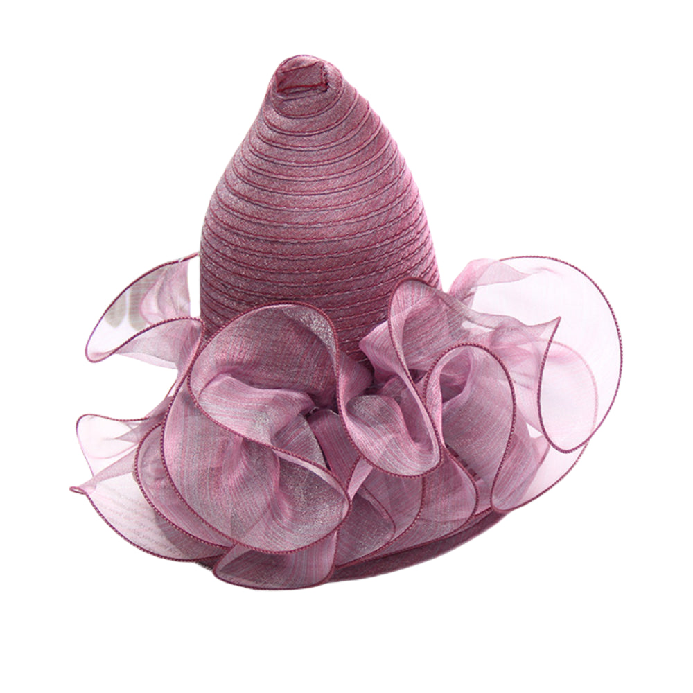 Elegant Women’s Organza Wide Brim Sun Hat – Foldable Floral Summer Beach Hat for Melbourne Cup, Garden Party, Outdoor Events