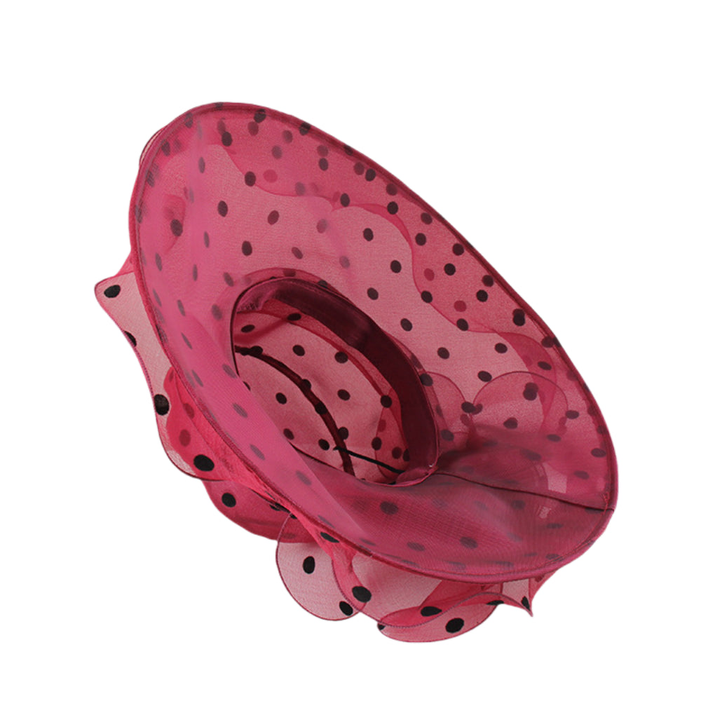 Elegant Women’s Wide Brim Sun Hat – Fold-able Floral & Polka Dot Summer Beach Hat for Outdoor Sun Protection and Garden Parties