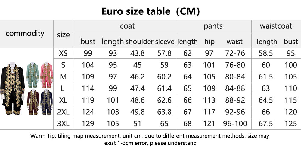 Men’s Court Prince Costume Medieval Retro Cosplay Embroidered Suit Full Set LARP