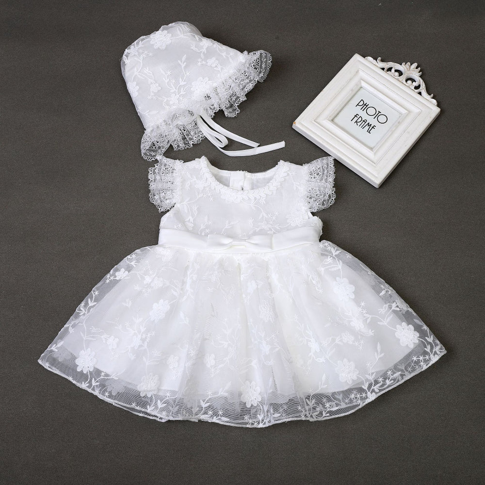 Lightweight Baby Girl Tulle Christening Dress – Ivory Princess Gown