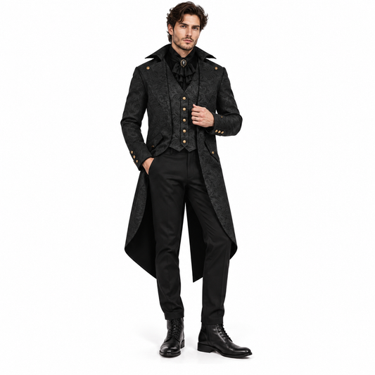 Men's Steampunk Vintage Medieval Tailcoat Jacket Retro Gothic Victorian Frock Coat Uniform