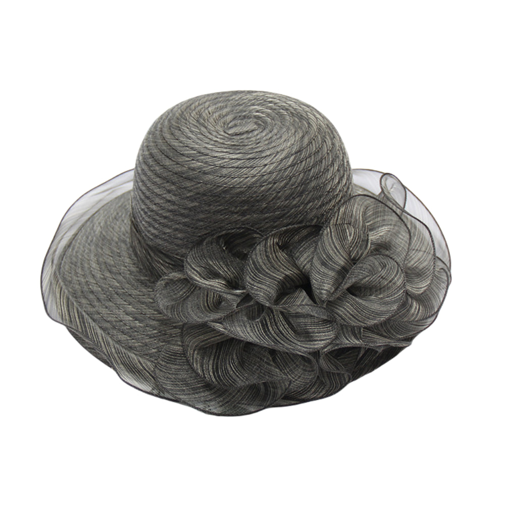 Elegant Women’s Organza Wide Brim Sun Hat – Foldable Floral Summer Beach Hat for Melbourne Cup, Garden Party, Outdoor Events