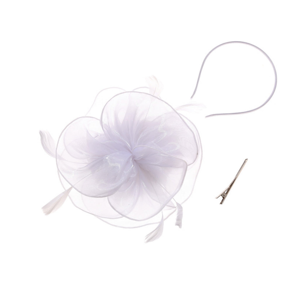 Elegant Women’s Faux Linen Feather Headpiece – Melbourne Cup Fascinator Hat for Weddings, Evening Parties, Races, and Formal Fashion Events