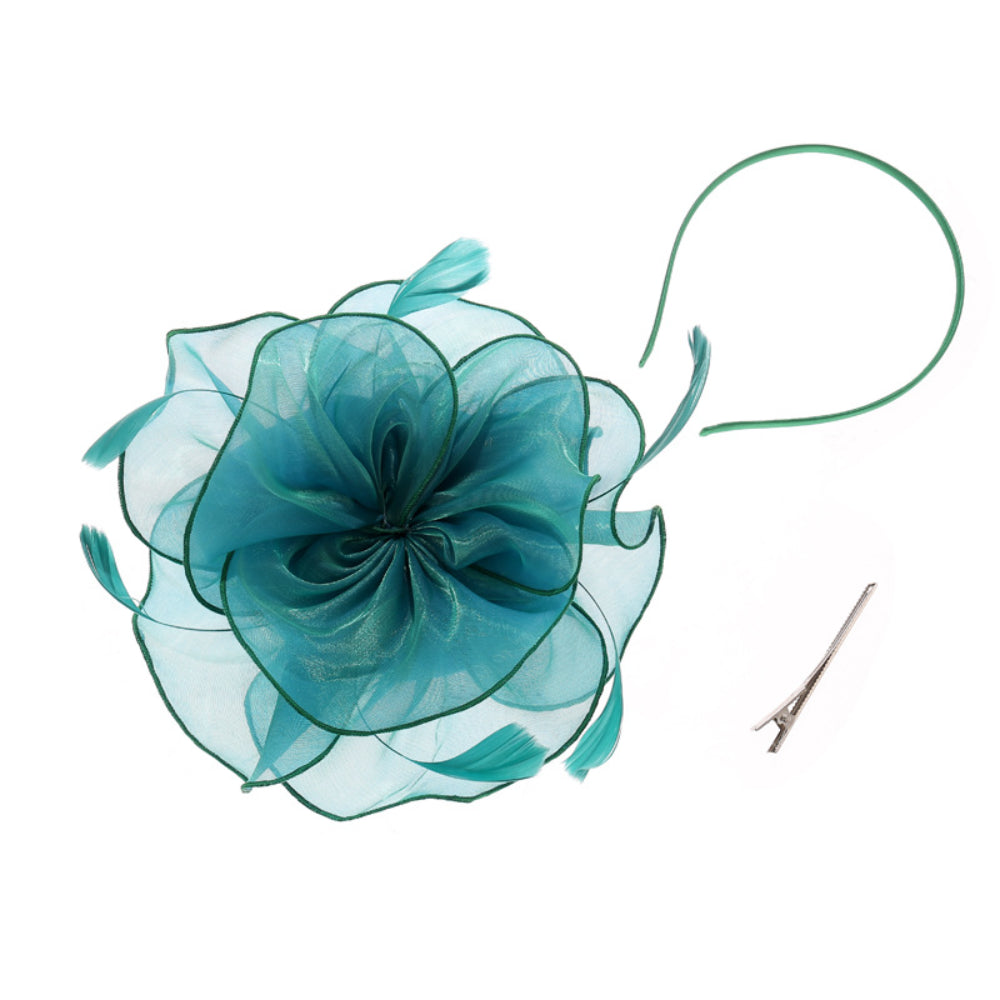 Elegant Women’s Faux Linen Feather Headpiece – Melbourne Cup Fascinator Hat for Weddings, Evening Parties, Races, and Formal Fashion Events