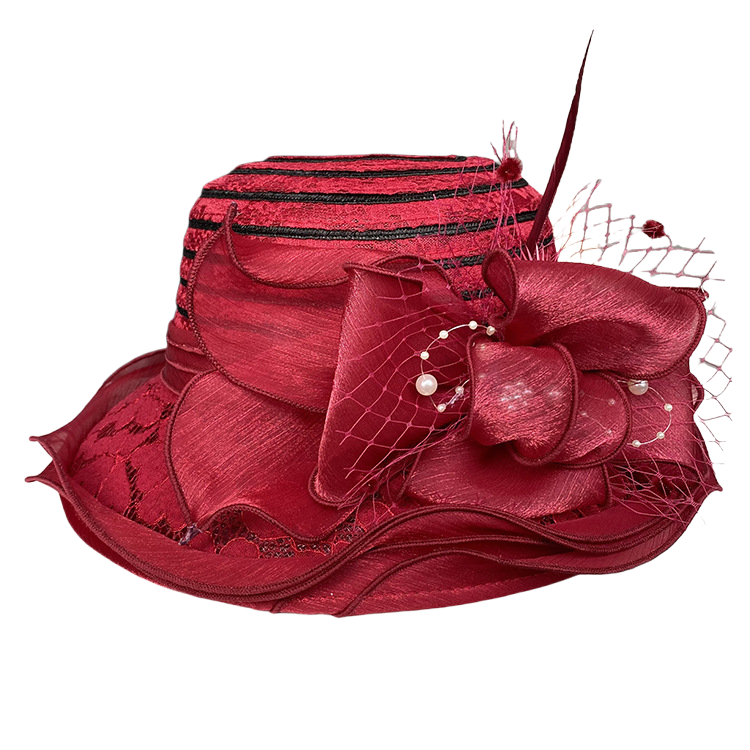 Lace Trim Sun Hat Elegant Pearl Floral Bucket Hat Women’s Summer Breathable UV Protection Hat