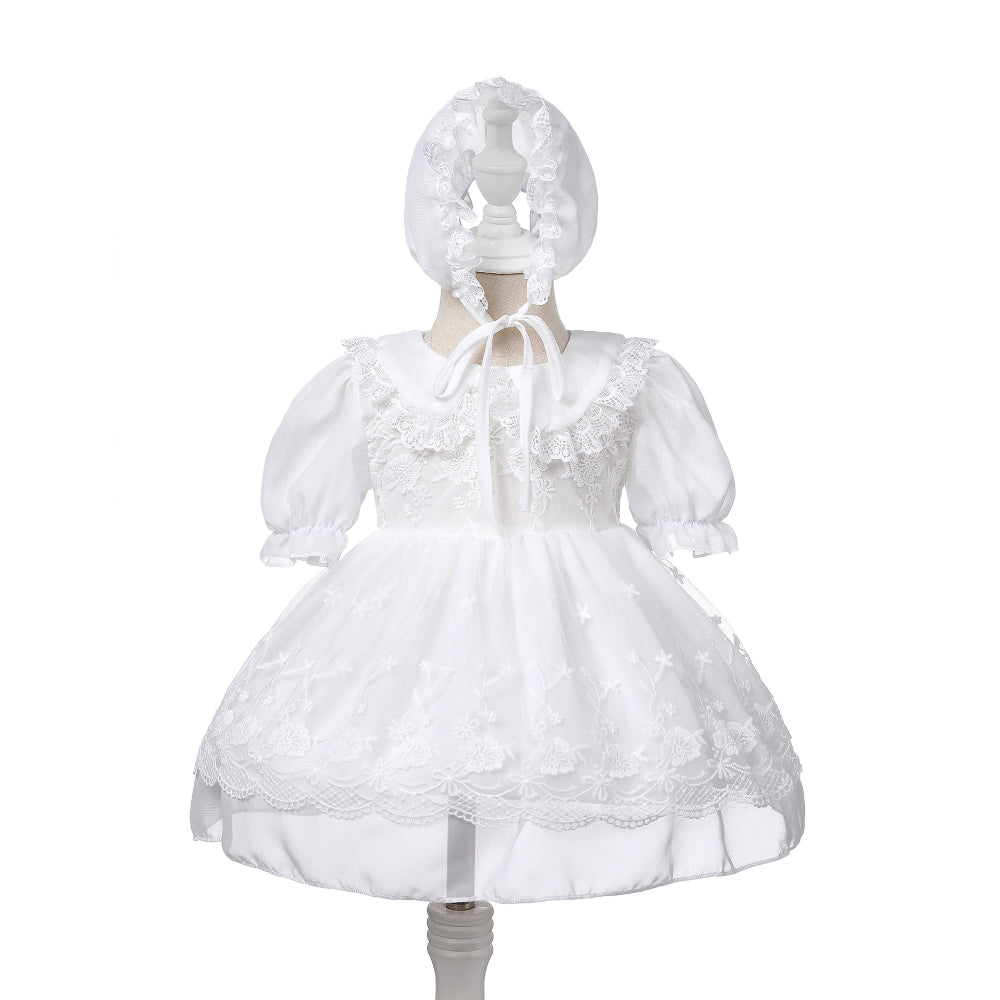 Lightweight Breathable Baby Girl Lace Dress – Ivory Christening Gown MEEJOY
