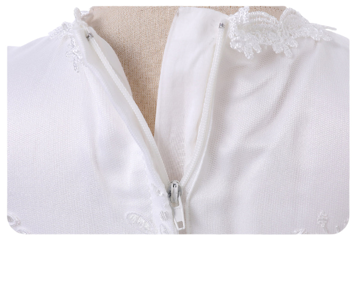 Baby Girl Lace Christening Gown Ivory Long Dress – Infant Baptism Outfit