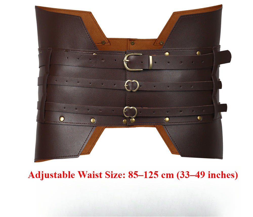 Medieval Warrior PU Leather Waist Belt Viking Renaissance LARP Steampunk Corset Armor