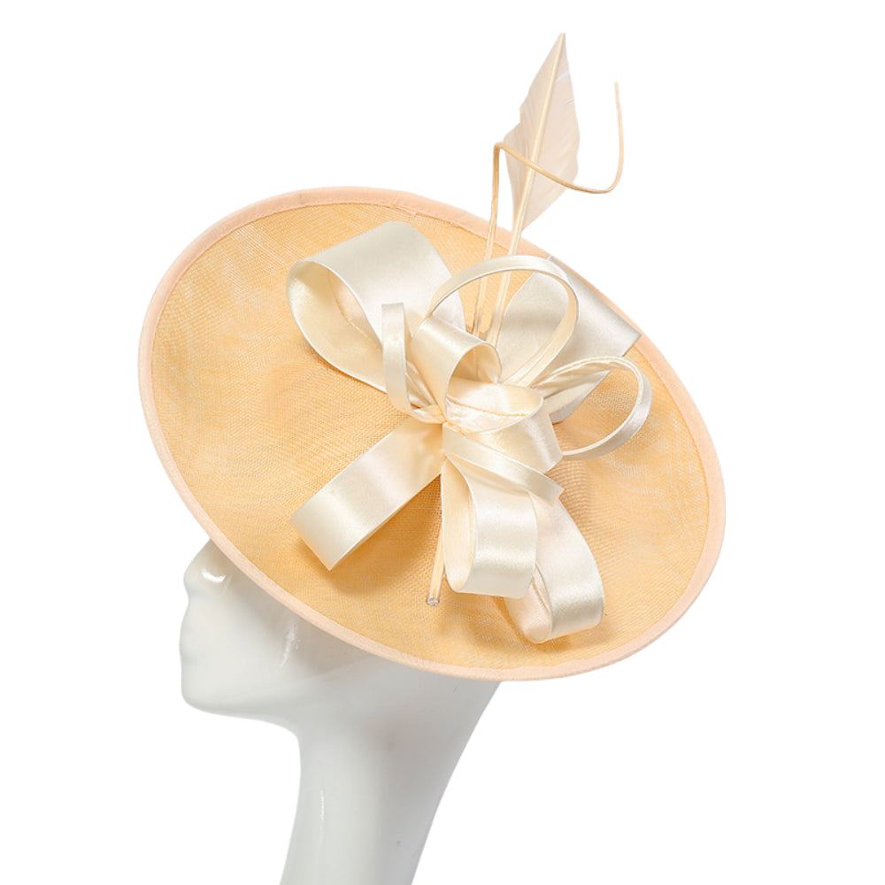 Elegant Women’s Faux Linen Feather Headpiece – Fascinator Hat for Melbourne Cup, Wedding, Cocktail Party, Race Day, Formal Events, and Evening Occasions