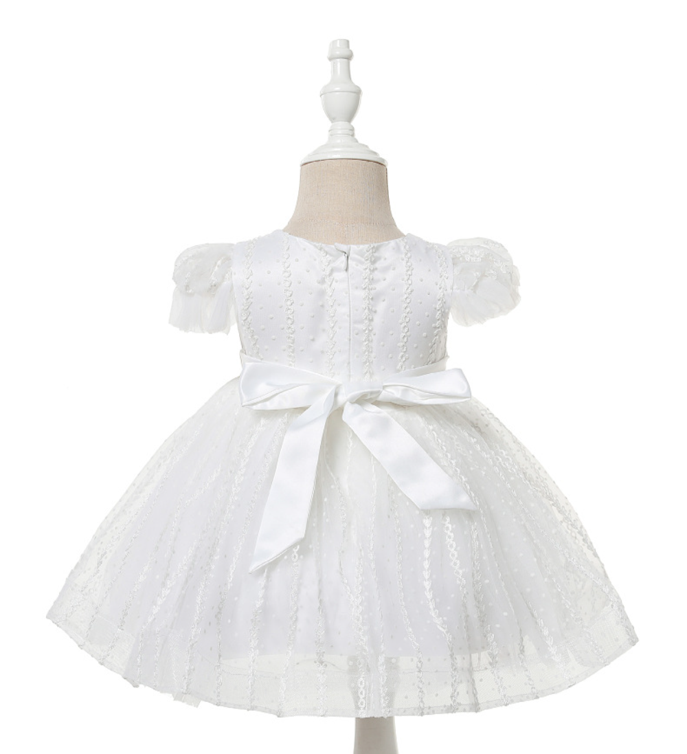 Baby Girl Lace Christening Dress Ivory Princess Gown Wedding Outfit MEEJOY