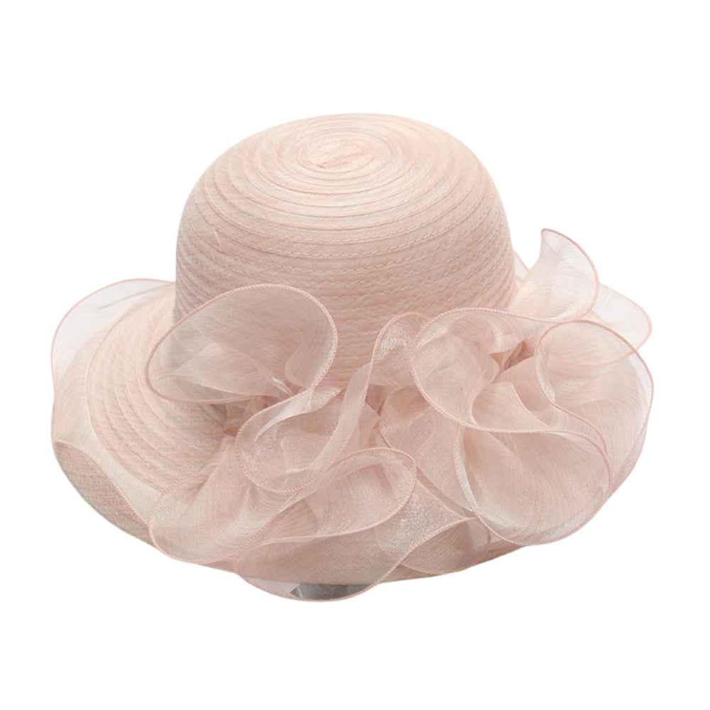 Elegant Women’s Organza Wide Brim Sun Hat – Foldable Floral Summer Beach Hat for Melbourne Cup, Garden Party, Outdoor Events