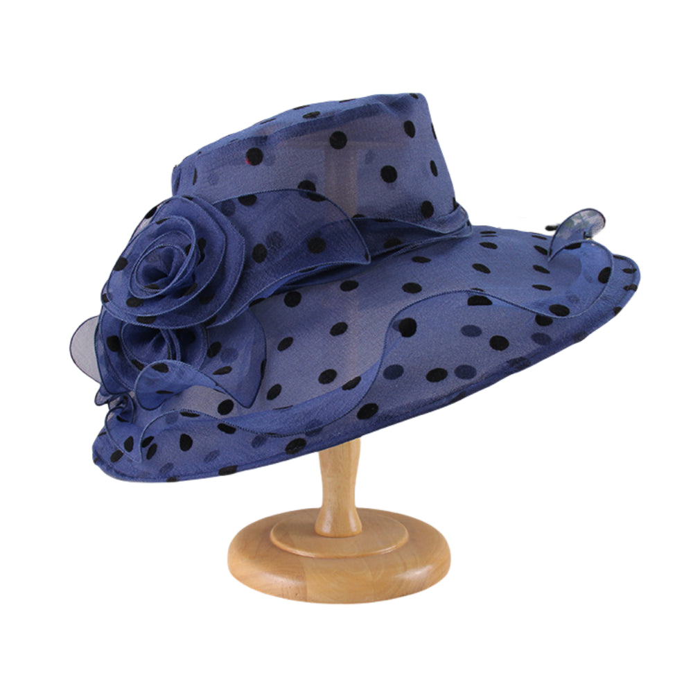 Elegant Women’s Wide Brim Sun Hat – Fold-able Floral & Polka Dot Summer Beach Hat for Outdoor Sun Protection and Garden Parties