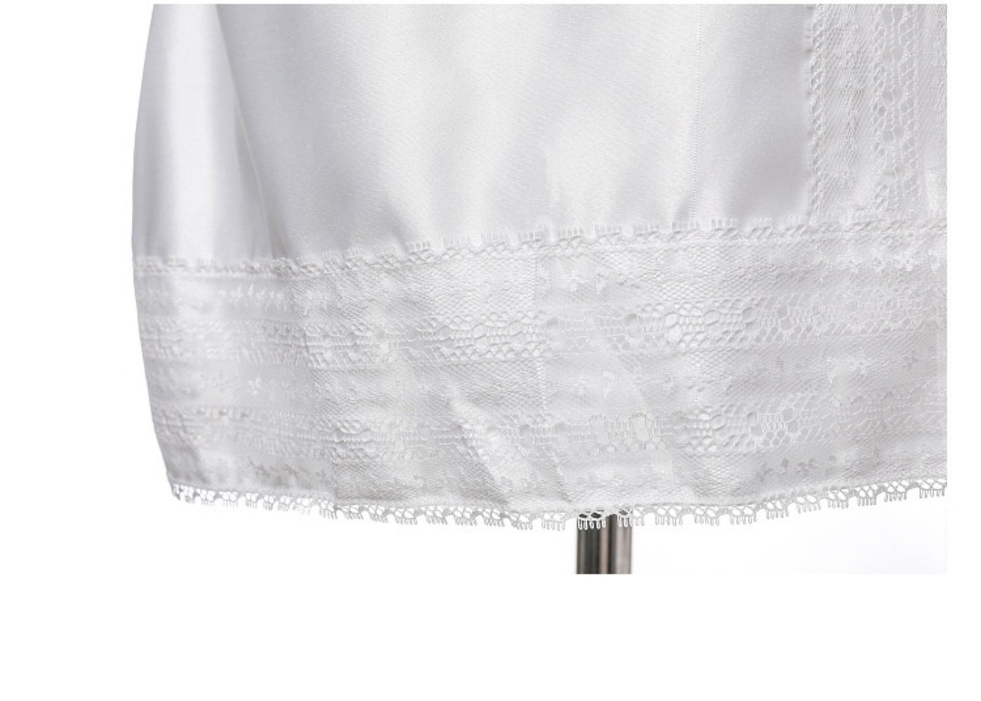 Baby Girl Long Satin Christening Gown – Lace Trim Princess Dress