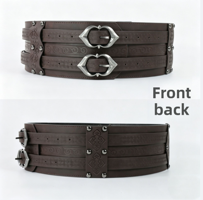 Medieval Viking Wide Belt Faux Leather Celtic Waist Belt LARP Cosplay Costume