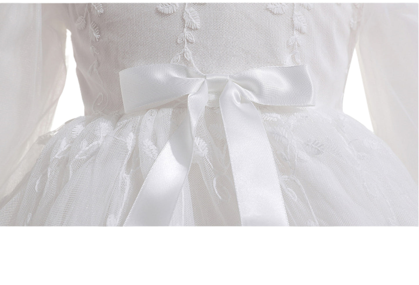 Long Sleeve Baby Girl Christening Dress – Spring Autumn Lace Princess Gown