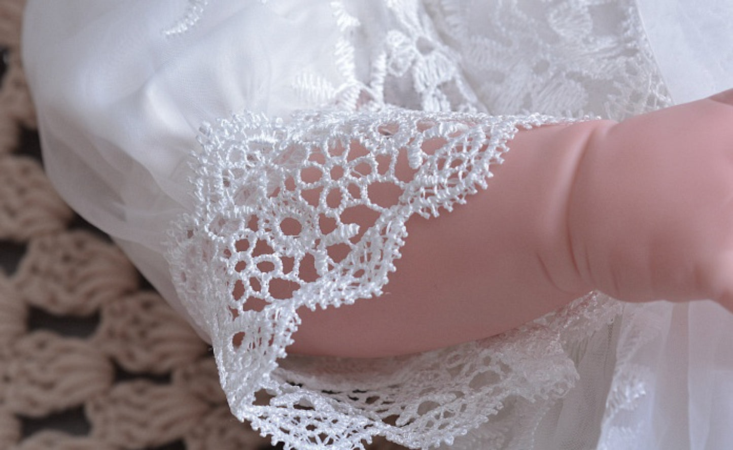 Luxury Baby Girl Lace Baptism Gown Set – Princess Christening Dress