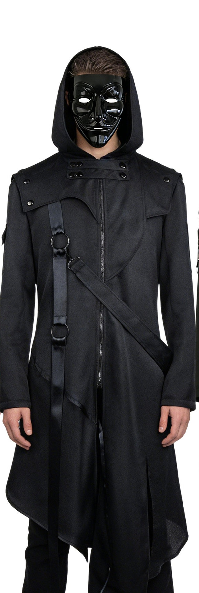 Mens Steampunk Trench Coat Gothic Long Cosplay Black Jacket Halloween Costume