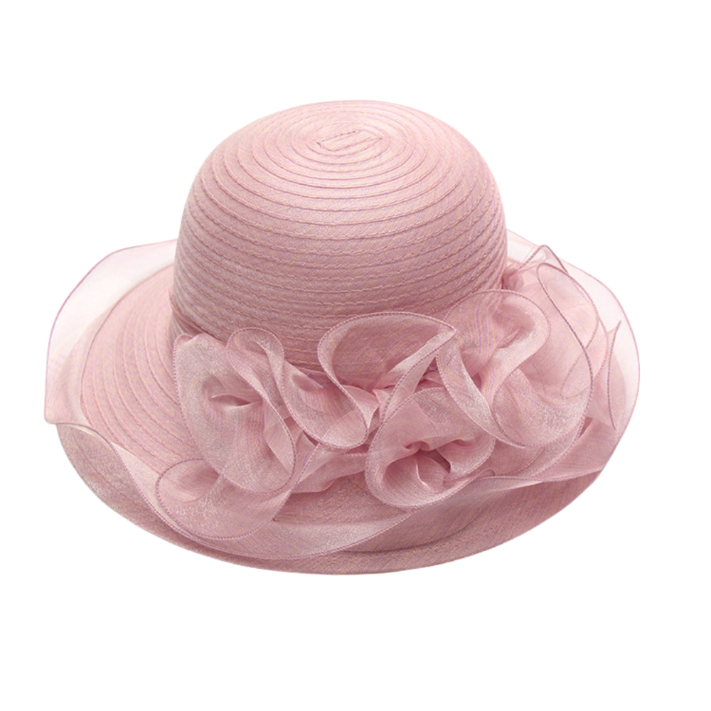Elegant Women’s Organza Wide Brim Sun Hat – Foldable Floral Summer Beach Hat for Melbourne Cup, Garden Party, Outdoor Events