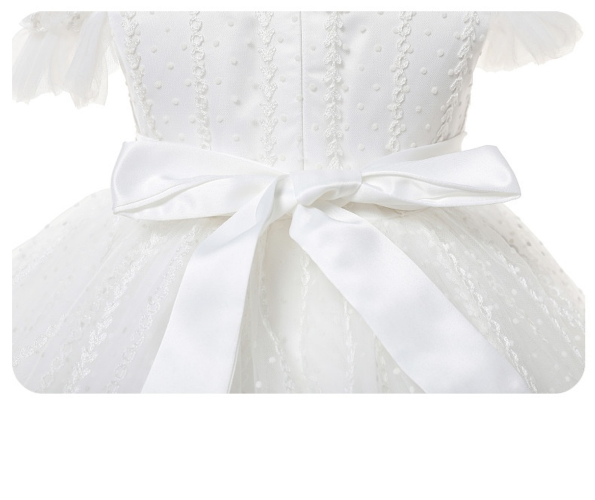 Baby Girl Lace Christening Dress Ivory Princess Gown Wedding Outfit