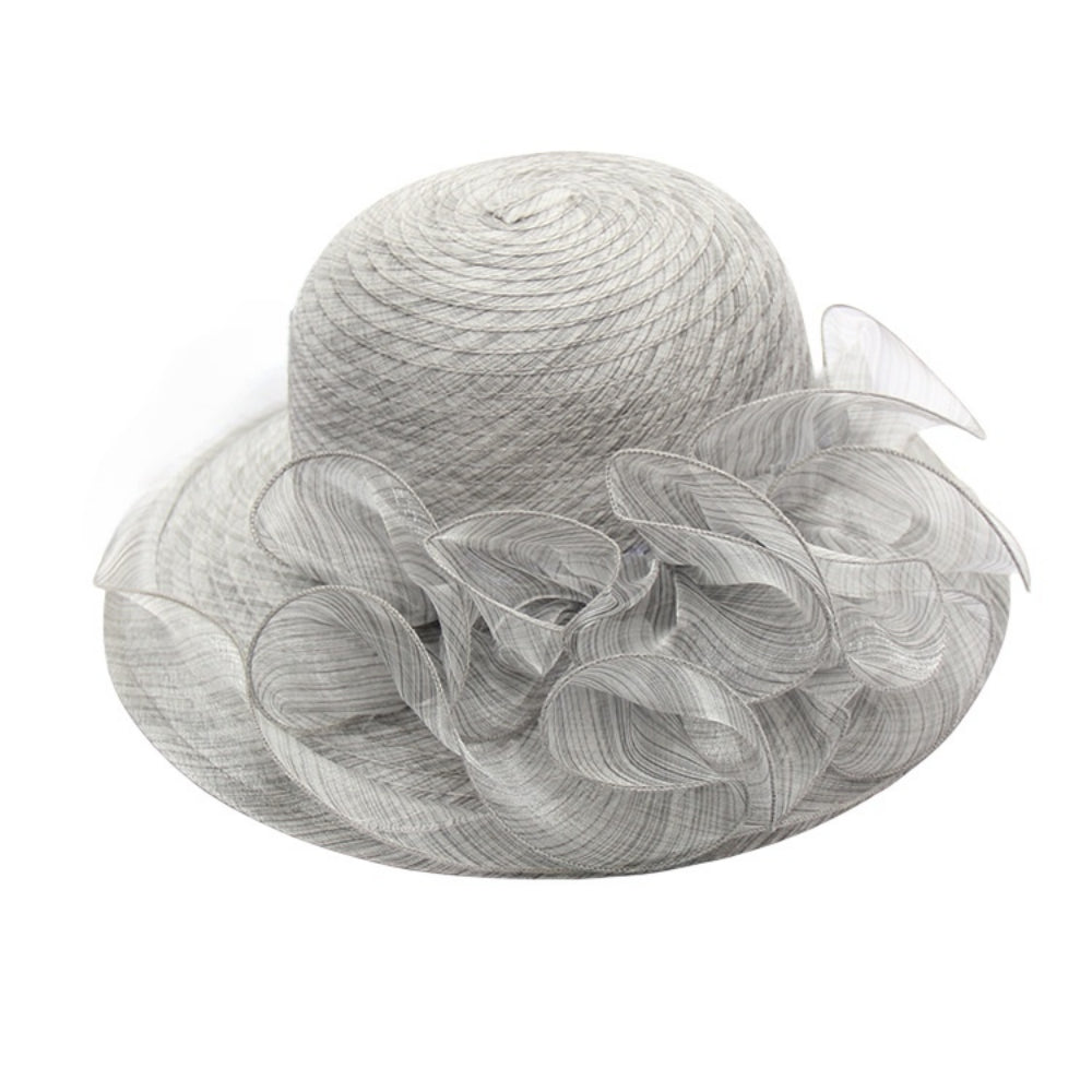 Elegant Women’s Organza Wide Brim Sun Hat – Foldable Floral Summer Beach Hat for Melbourne Cup, Garden Party, Outdoor Events
