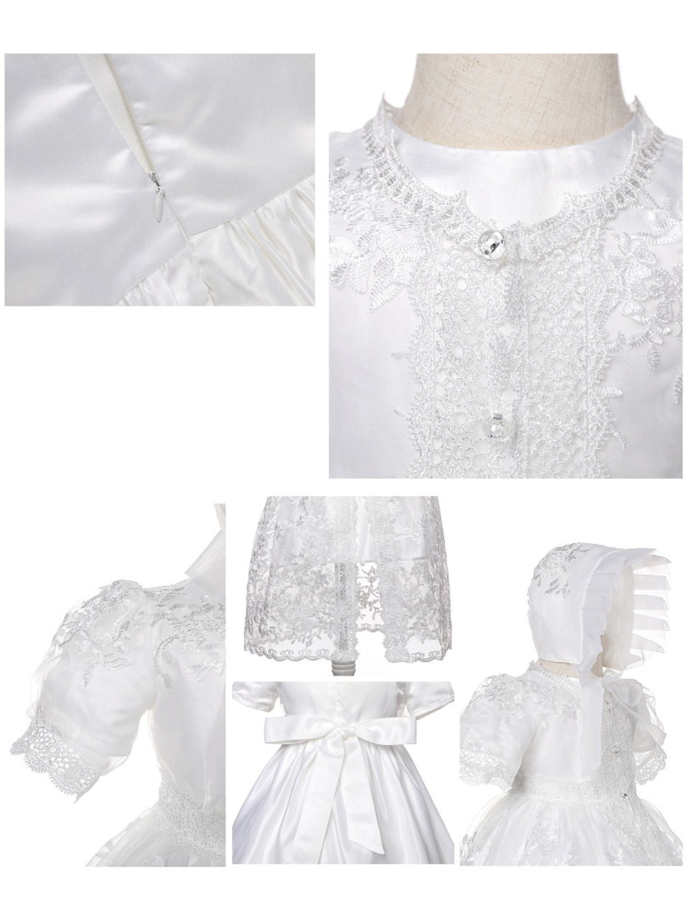 Luxury Baby Girl Lace Baptism Gown Set – Princess Christening Dress