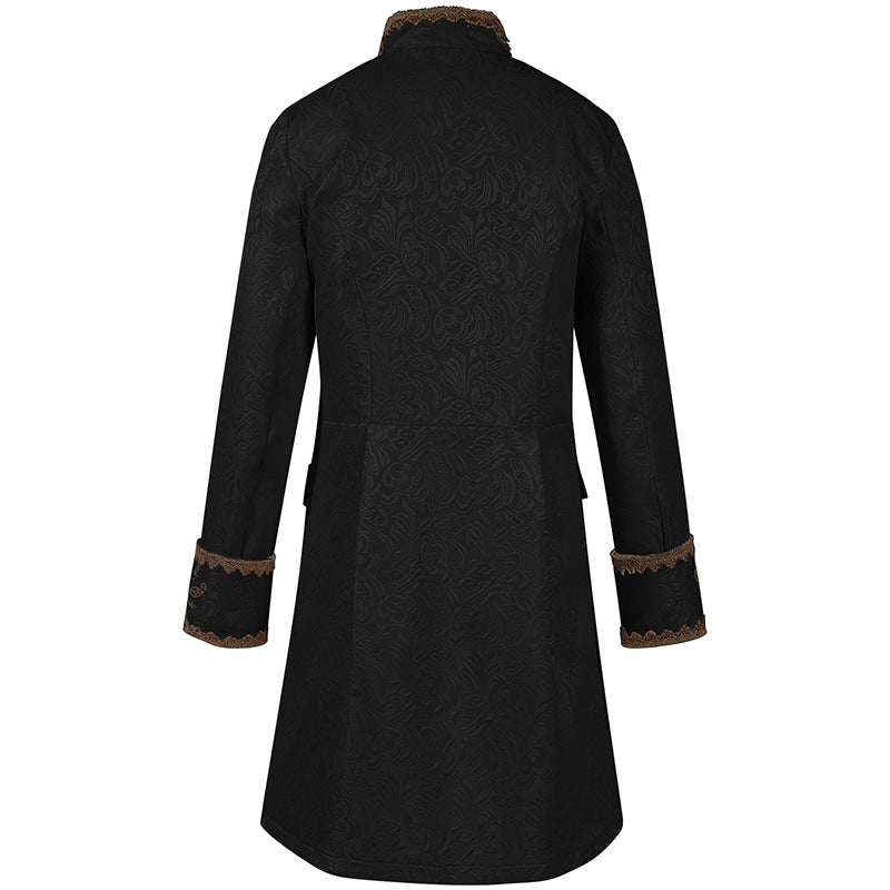 Luxury Vintage Jacquard Coat Medieval Retro Costume Steampunk Retro Men's Uniform Stand-up Collar Classic Bridgerton