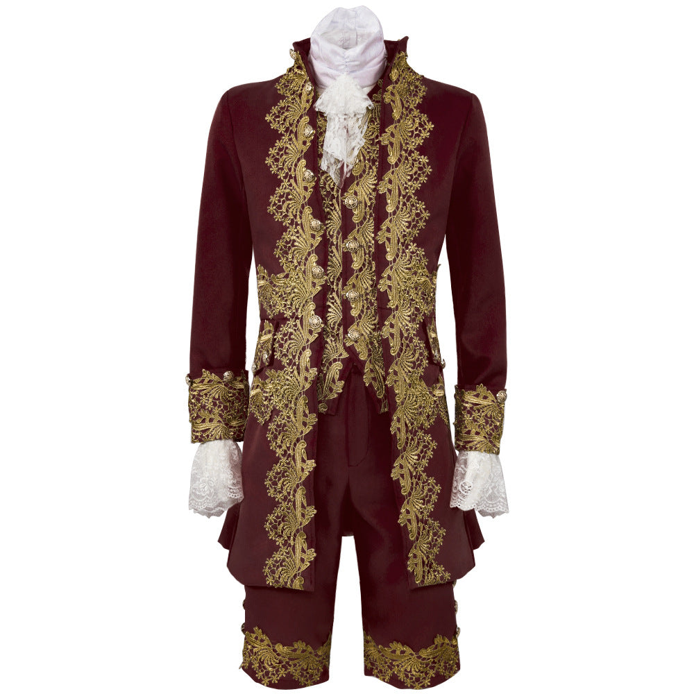 Men’s Court Prince Costume Medieval Retro Cosplay Embroidered Suit Full Set LARP