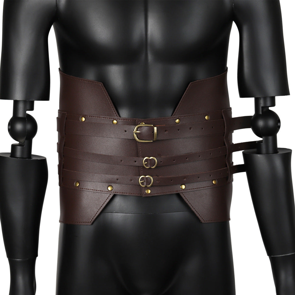 Medieval Warrior PU Leather Waist Belt Viking Renaissance LARP Steampunk Corset Armor