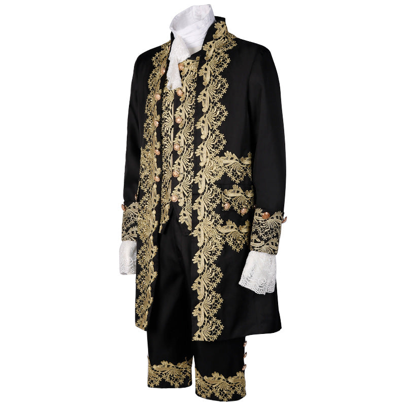 Men’s Court Prince Costume Medieval Retro Cosplay Embroidered Suit Full Set LARP