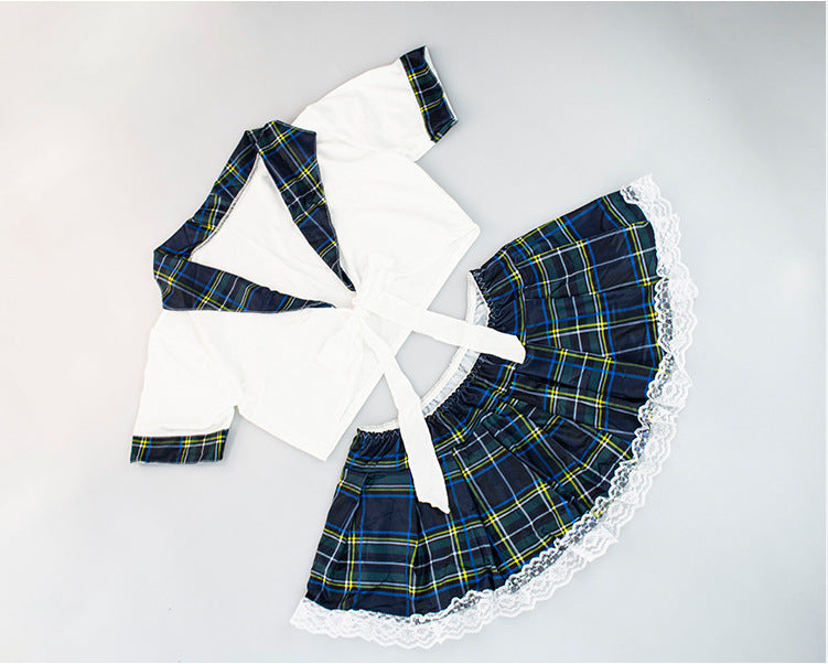 Women's Sexy School Girl Plaid Uniforms Cosplay Student Hottie Naughty Clothing Costumes Set