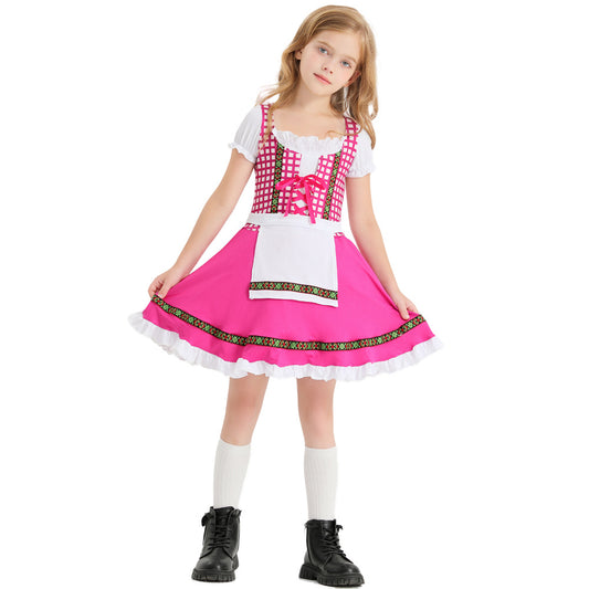 Girls Bavarian Dirndl Costume German Oktoberfest Party Performance Dress