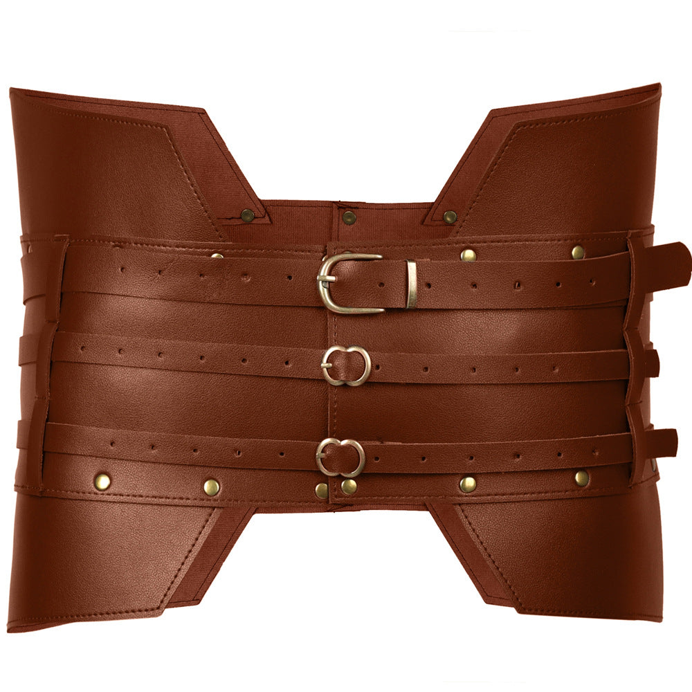 Medieval Warrior PU Leather Waist Belt Viking Renaissance LARP Steampunk Corset Armor