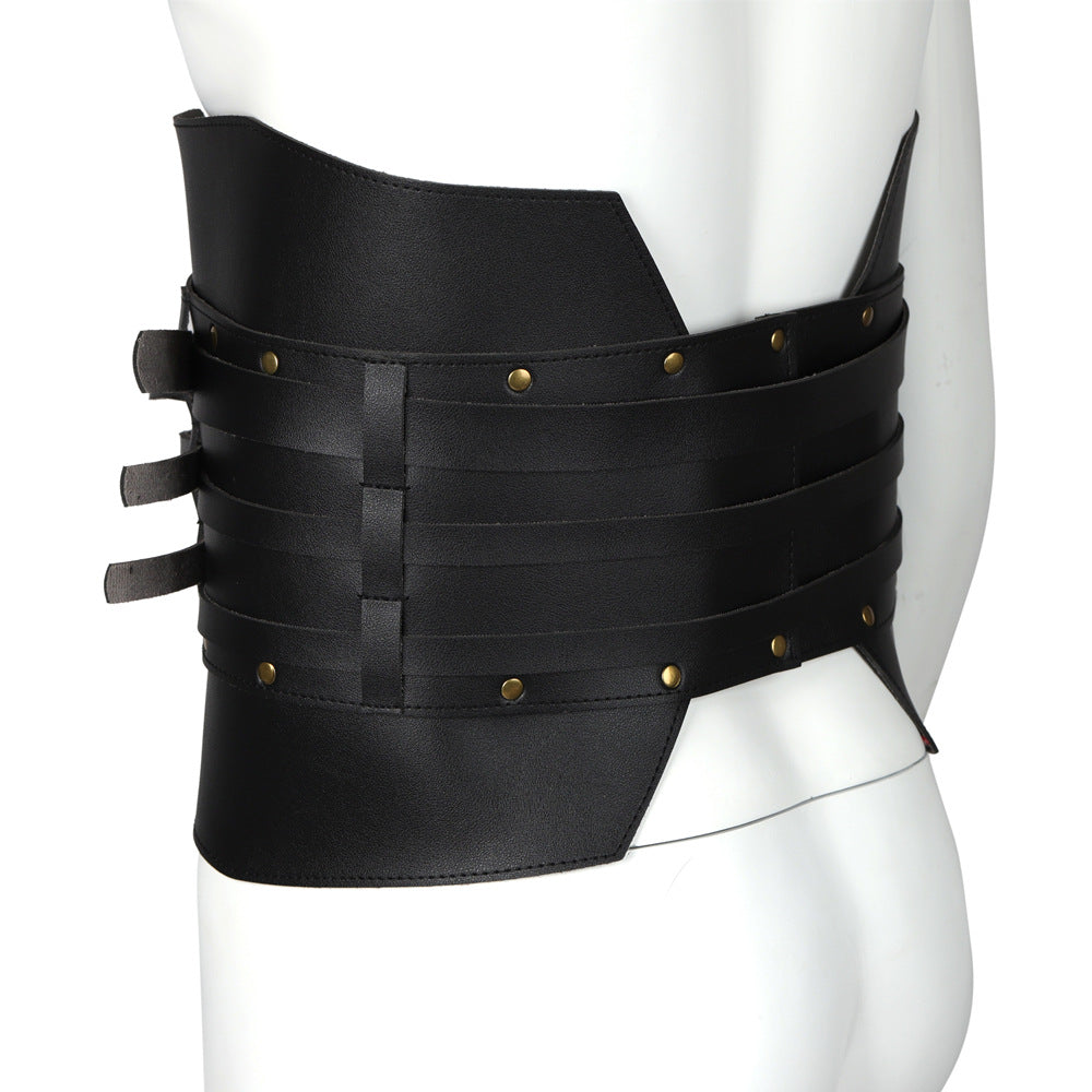 Medieval Warrior PU Leather Waist Belt Viking Renaissance LARP Steampunk Corset Armor