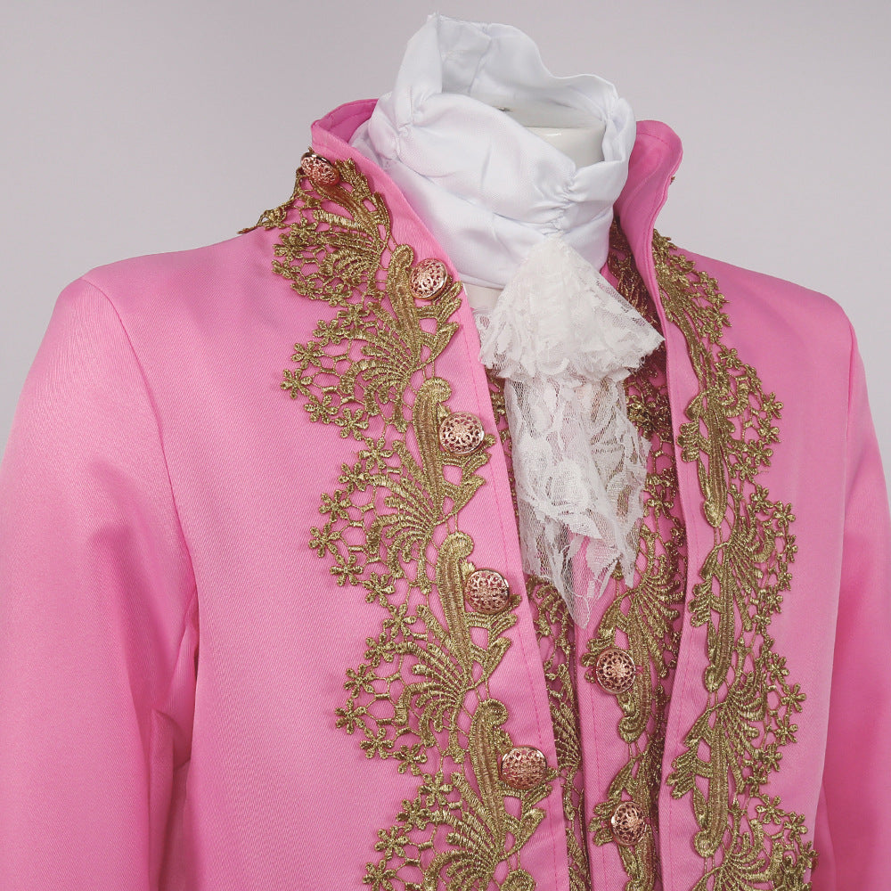 Men’s Court Prince Costume Medieval Retro Cosplay Embroidered Suit Full Set LARP