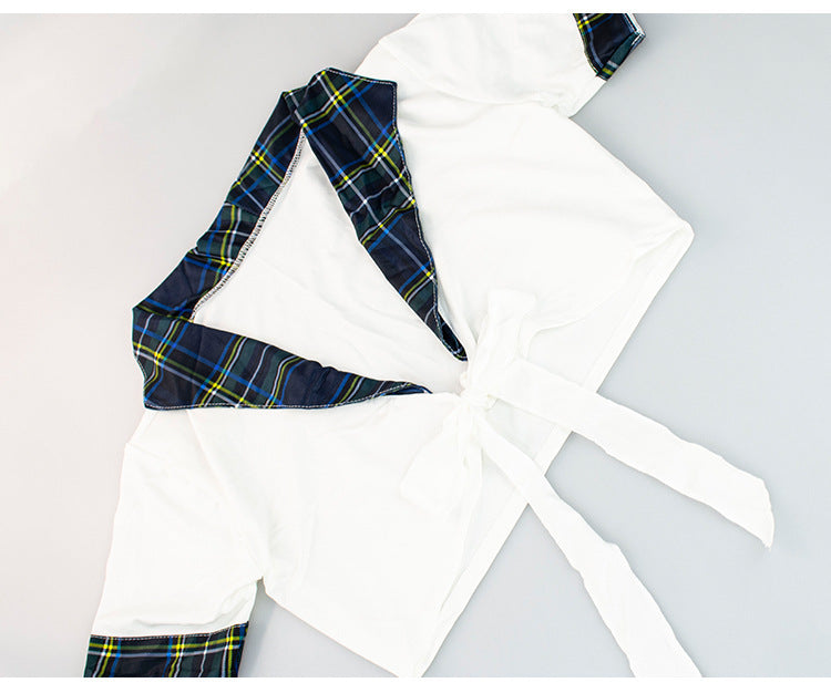 Women's Sexy School Girl Plaid Uniforms Cosplay Student Hottie Naughty Clothing Costumes Set