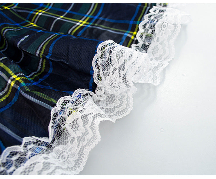Women's Sexy School Girl Plaid Uniforms Cosplay Student Hottie Naughty Clothing Costumes Set