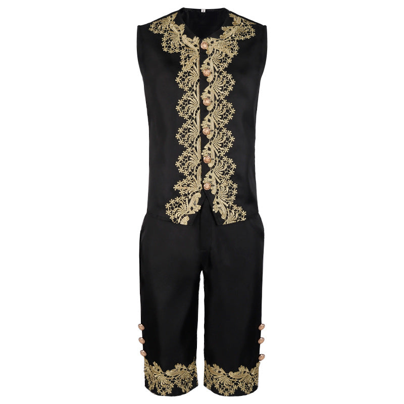 Men’s Court Prince Costume Medieval Retro Cosplay Embroidered Suit Full Set LARP