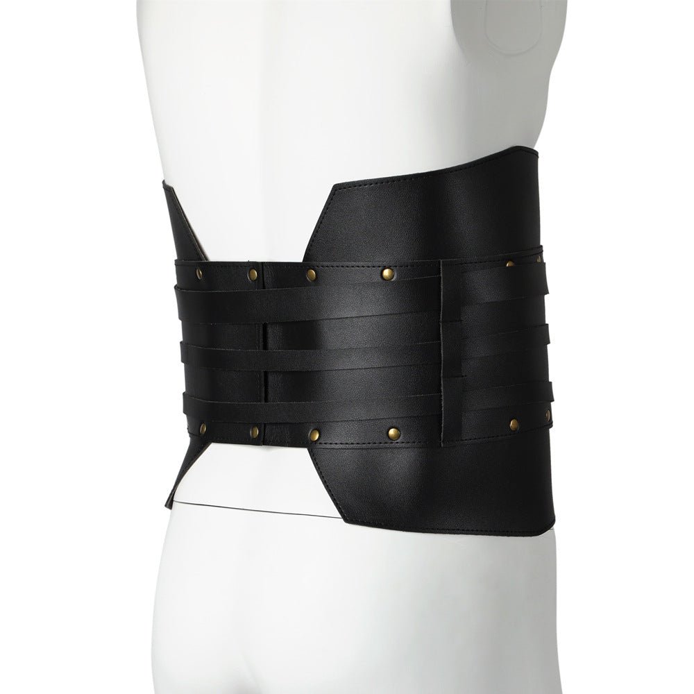 Medieval Warrior PU Leather Waist Belt Viking Renaissance LARP Steampunk Corset Armor