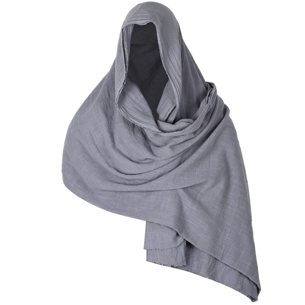 Medieval Cotton Linen Viking Hooded Scarf Shawl Renaissance Cosplay Costume Cape